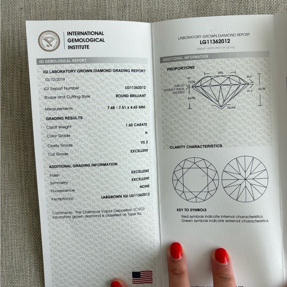 Lab Grown 1.6 Carat Solitaire Engagement Ring - Picture 6 of 7